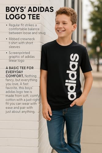 Image of Adidas Boys Short Sleeve Linear Logo T-Shirt