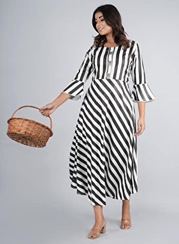 Image of The Comfort Black & White Stylish Dress Gown for Women