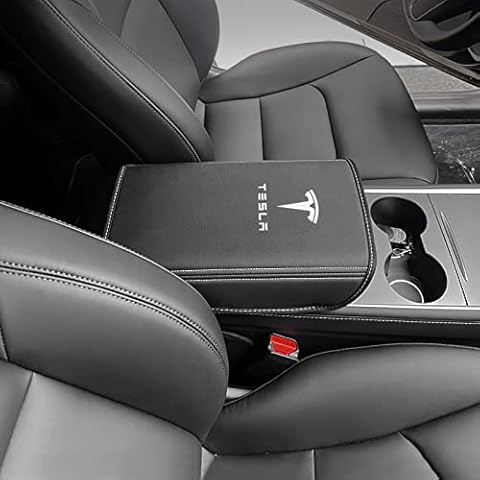 MASHA Car Armrest Box Cover for Tesla Model 3 Model Y 2017-2023 Central Control Armrest Decoration Interior Car Accessories(Black) Cover