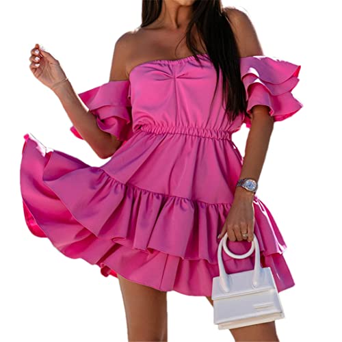 Robe mini sexy plissée rose pour sublimer la silhouette et masquer les complexes