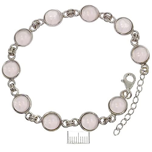 ARTIPOL Pulsera con Cuarzo rosa Artesania europea estilo francés - Bisutería de plata rodinada B-86-03 - Muchos piedras disponibles Cover