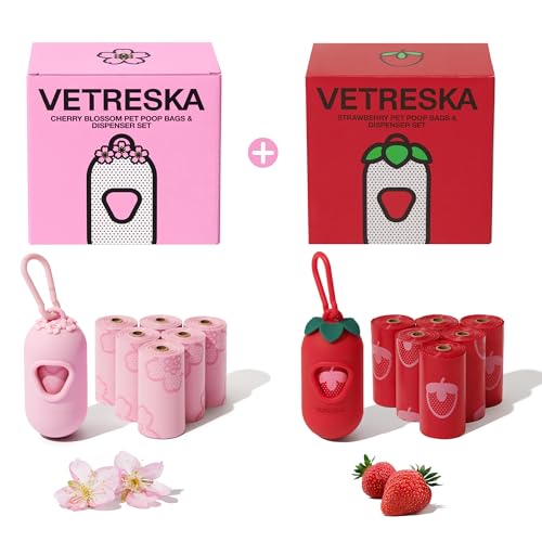 VETRESKA Dog Poop Bag Dispensers with Strawberry & Cherry Blossom...