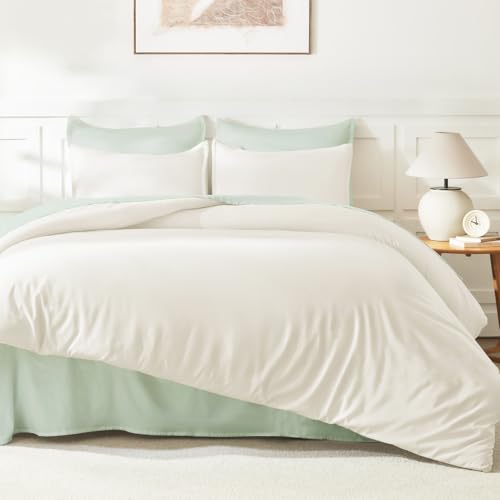 Image of Litanika Ivory Comforter Set Queen Size, 3 Pieces Lightweight Solid Bedding Comforter Set, All Season Fluffy Bed Set (90x90In Comforter & 2 Pillowcases)