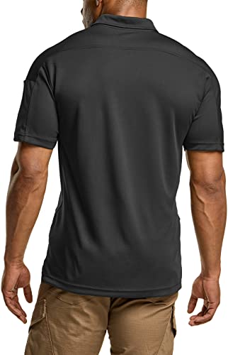 Cqr Men's Polo Shirt, Long And Short Sleeve Tactical Shirts, Dry Fit Lightweight Golf Shirts, Outdoor Upf 50+ Pique Shirt, Frost Pro Black, 3X-Large #TOP1