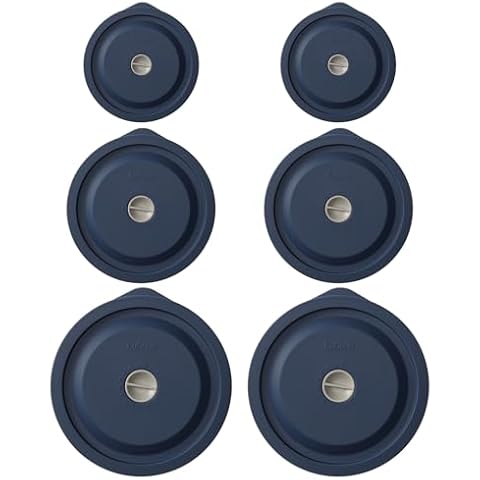 Replacement Lids for Pyrex 7200-PC 2 Cup and 7201-PC 4 Cup and 7402-PC 6/7 Cup, Silicone Round Storage Cover Lid for Anchor Hocking Glass Bowl 6 Pack Dark Blue Cover