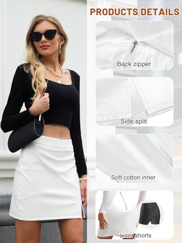 Image of We1Fit Womens Fuax Leather Skirt High Waisted Bodycon Pencil Mini Skirts with Shorts