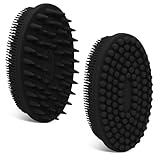 GEENOA Soft Silicone Body Scrubber 2PCS, Dual-Side Silicone Loofah for Shower, Gentle Loofa Alternative, Replaceable Brush Head to be Used Alone or with Long Handle (Blackx2)
