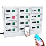 12-Slot Cellphone Charging Station Cabinet with Combination Lock, Secure Phone Locker & Mini Charger for Students & Employees - Perfect Storage Solution for Work & School