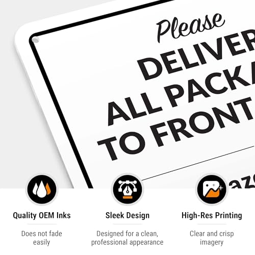 Image of Package Delivery Sign, Delivery Instructions All Package Front Door Sign, 10x7 Inches, Rust Free .040 Aluminum, Fade Resistant, Made in USA
