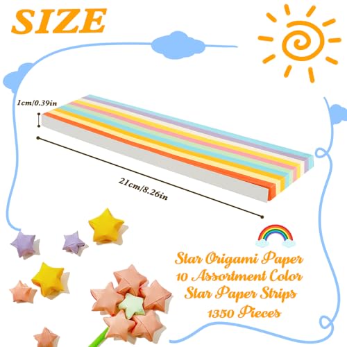 Star Paper,Paper Star Strips,Rainbow Paper,Paper Stars,Origami Kit,Star Paper Strips,Colouring Paper,Origami Star Paper Strips,Paper Craft,Origami Star Paper,Star Origami,Light 10 Colours-1350 Pcs - Image 4