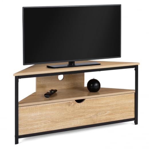 IDMarket - Mueble TV 100 cm esquinero Detroit con armario de diseño industrial