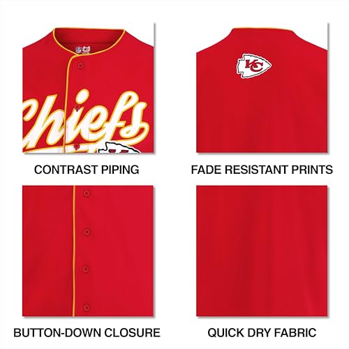 Ultra Game Adult's NFL Official Button Down Baseball Mesh Jersey Shirt - Image 5