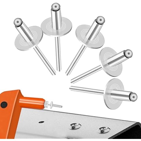 Sunxeke 100pcs Aluminum Large Flange Blind Rivets,3/16 x 1/2inch, Flange Diameter 5/8inch (16 mm), Pop Rivets Assortment Kit Blind Rivet by Bolt Dropper, Grip Range(4.8-8mm) Cover