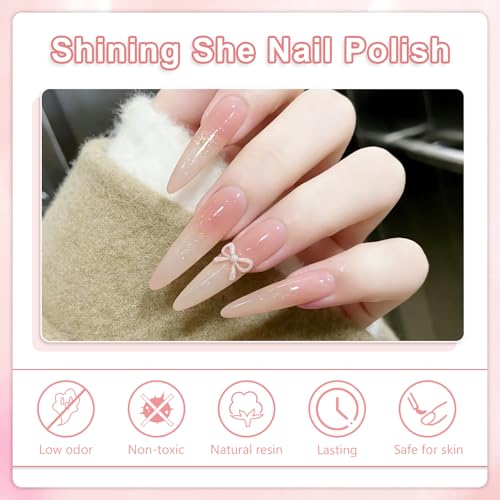 Shining She Ombre Gel Nagellack Set, 6 Farben Licht Rosa Serie Pat Painting Gel Nail Polish Set für Farbverlauf Nageldesign Gradient Blush Effekt DIY mit Maniküre-Greifer und 100 Nail Art Schwämme