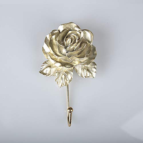 Mdply Vintage Rose Flower Hook Wall Mounted Wall Decor Durable Handmade Resin Decorative Robe Hook, Scarf, Bag, Towel, Hat Etc For Kitchen Bathroom Office (Gold) #TOP1