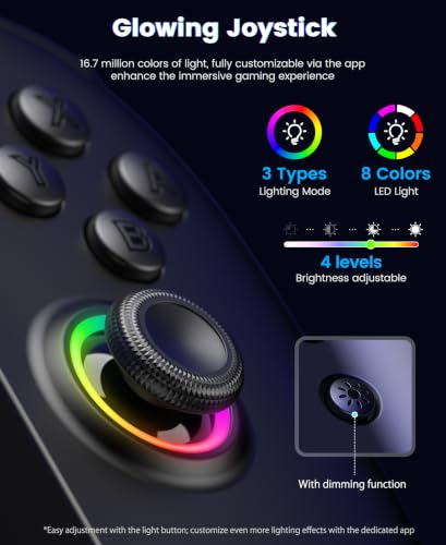 Image of Gammeefy JC400 Gen 2 Switch 2 Controller with Hall Effect Joysticks | Enhanced Grip | Switch 2 Handheld Controller Replacement Switch 2 Pro Controller | 8 Color RGB Lighting, Turbo, Macros, Black