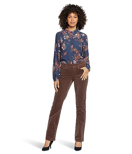 NYDJ Women's Marilyn Straight -Corduroy, Mink, 4