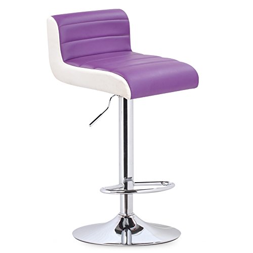 R & R Enterprises ZHIRONG Bar Chair Luxury PU Fashion Rotation Kitchen Breakfast Chair Adjustable Height Chair Lift (Color : Purple)