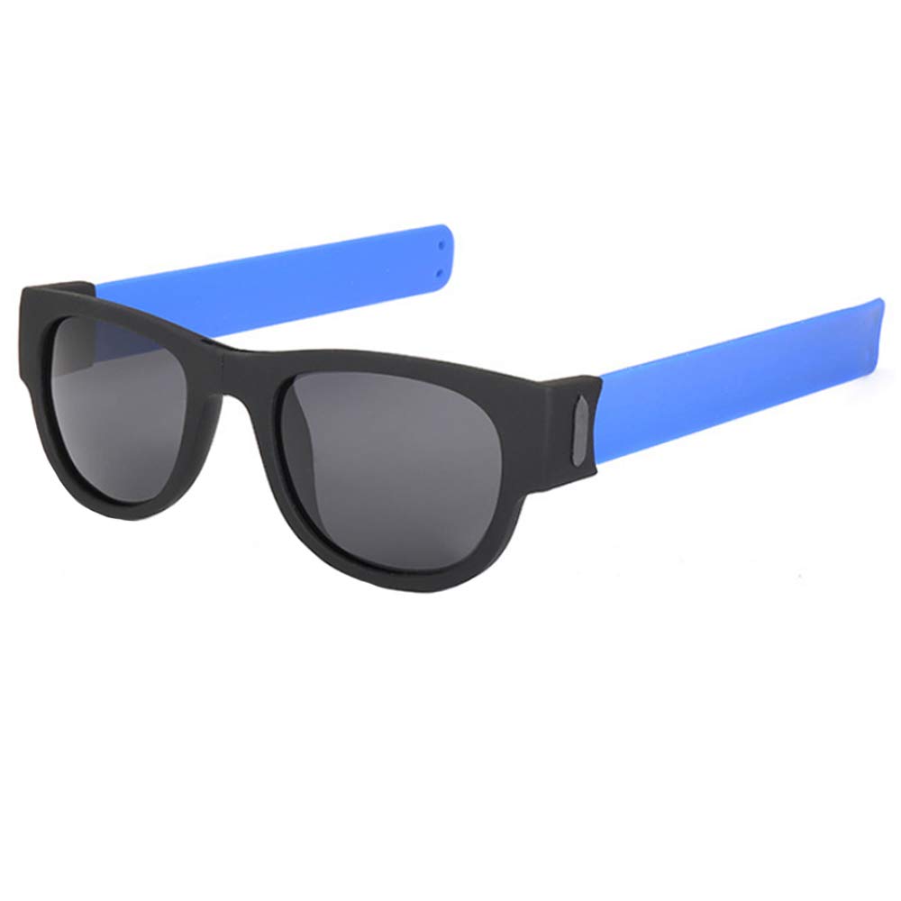 La Huate Unisex Blue La Haute Foldable Sunglasses Creative Wristband Sunglasses Cool Uv Protection Full Frame Glasses Slap Polarized Glasses,