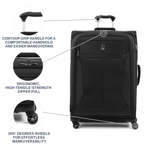 Travelpro Tourlite Softside 29" Expandable Luggage with 4 Spinner Wheels, Lightweight Suitcase, Checked Large, Black - image 2