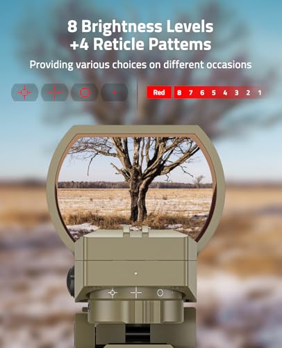 CVLIFE FoxSpook Rechargeable Reflex Sight,1X28x40mm Red Dot Sight, 4 Adjustable Reticles Paintball Sight for Picatinny Rail, Red Dot Scope, Red Dot Absolute Co-Witness, Sand