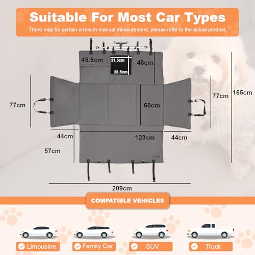 Furri&Me Dog Car Seat Cover, Back Seat Cover for Dogs Pet Car Seat Protector 400lbs Capacity Waterproof Non-Slip Bench Hard Bottom Car Seat Cover for Most Cars Trucks SUVs(Gray) by Furri&Me - Image 9
