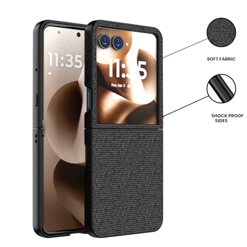 Image of Kapa Soft Full Fabric Protective Back Case Cover for Moto Razr 60 /50 | Shockproof Slim Hard Anti Slip Back Case (Black)