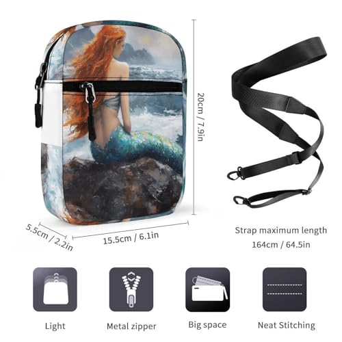 Mermaid Storm Sea Rocks Mini Crossbody Bag Anti-Theft Side Shoulder Bags Messenger Bag Unisex2