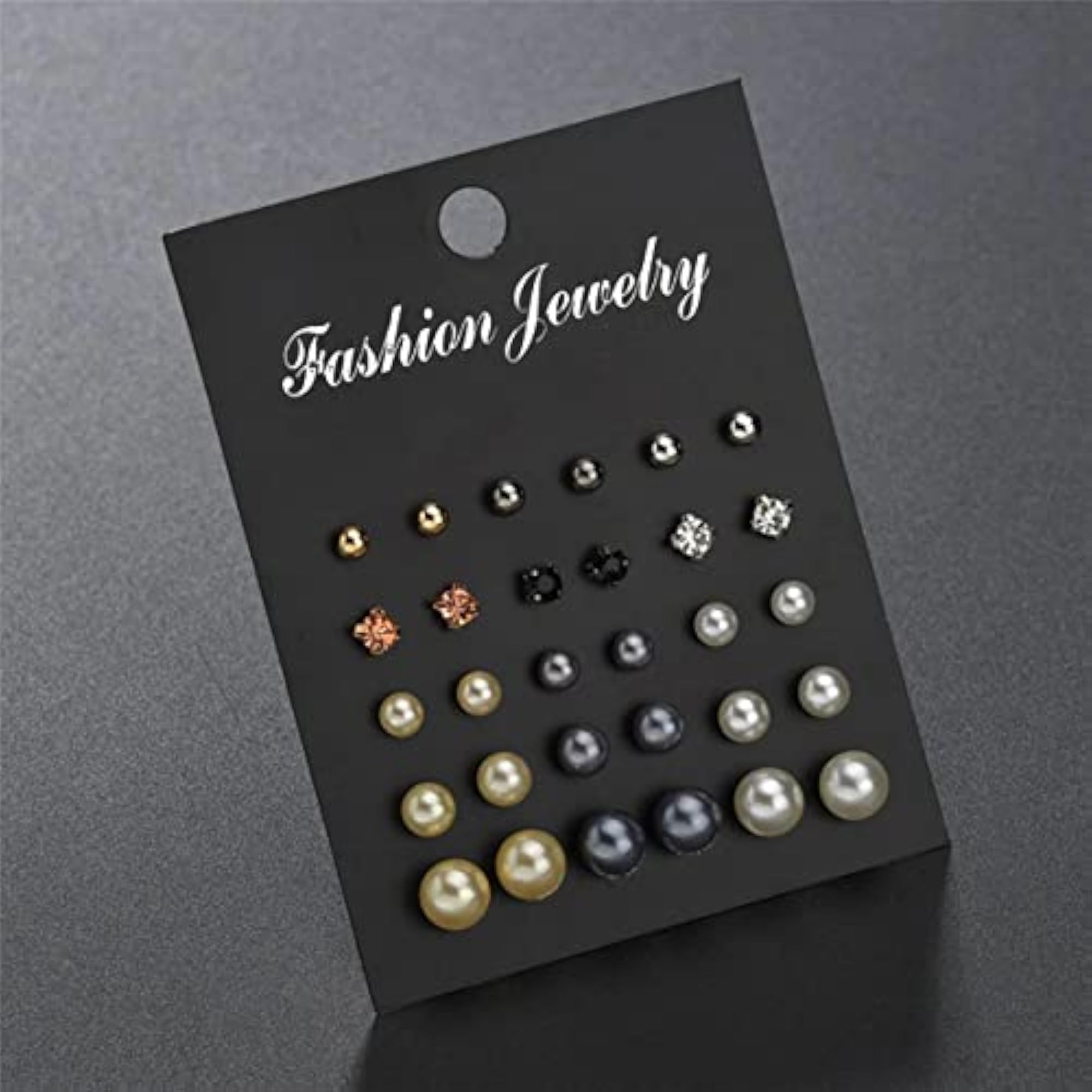 Plated Multicolor Stud Earrings Set of 15