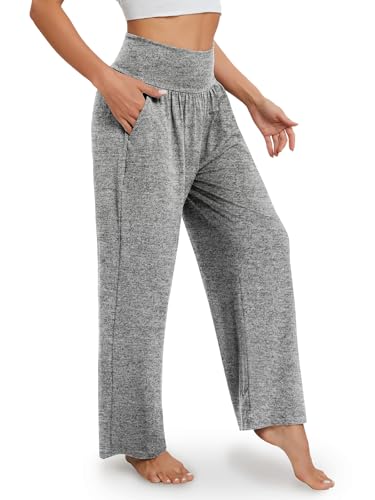 Image of Gracyoga Wide Leg Yoga Pants for Women Casual Loose Cozy Sweatpants High Waisted Lounge Pajama Flowy Pants With Pockets
