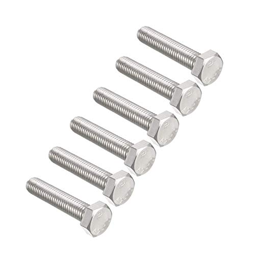 Image of 6 Pcs M10 Hex Bolt M10-1.5 x 50mm UNC Hex Head Screw Bolts A2-70(304) Stainless Steel Fully Threaded Hex Tap Bolts,Plain Finish,Fully Threaded (M10 x 50mm)