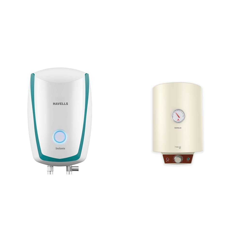 Buy Havells Instanio 3-Litre Instant Geyser (White/Blue) u0026 Havells Monza EC  15-Litre Storage Water Heater with Flexi Pipe (Ivory) Online at Low Prices  in India - Amazon.in