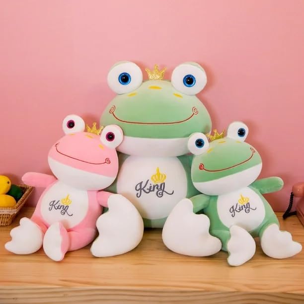 Image of Little Swag Cute Set of 2 King Frog Plush Toy, Animal with Crown Soft Stuffed Teddy Bear for Girls, Boys, Kids, Birthday, Nursery, Room Decor - 25 cm