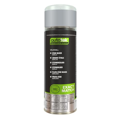 AutoTek Professional Exact Match Car Spray Paint, Vauxhall Star Silver Metallic Aerosol Spray, 300 ml