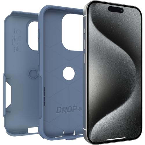 Image of OtterBox iPhone 15 Pro (Only) Commuter Series Case - Crisp Denim (Blue), Slim & Tough, Pocket-Friendly, with Port Protection