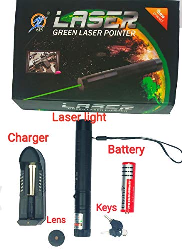 Image of 100Mw Wavelength 532Nm Rechargeable LED Green Laser Pointer Party Pen Disco Laser Light + Battery /Light+ Monkey Scarer Light, Aluminum