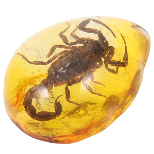 SEWACC Amuleto de escorpión en colgante de ámbar, forma de gota ligera para joyería artesanal y coleccionistas Color Aleatorio