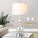 Hamucd 3-Way Dimmable Touch Control Clear Grey Glass Table Lamps Set of 2 with USB A+C for Modern Comtemporary Bedroom Nightstand Living Room Decor(Bulbs Included) (Mercury Silver)