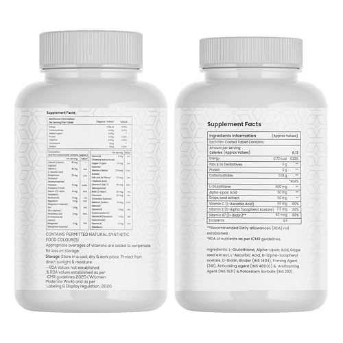 Image of GLIMLACH Multivitamins Tablet For Women With Zinc, Vitamin C, Vitamin D3 & L Glutathione With Vitamin C & E For Immune Support, Antioxidant Support, Healthy Radiant Skin For Men & Women