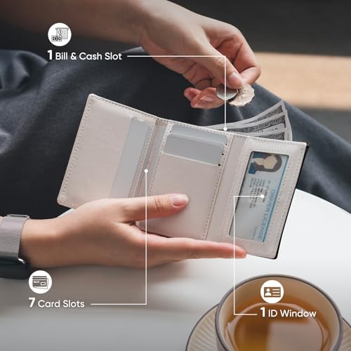 Small Wallet for Women, Trifold Leather Cute Womens Wallet with ID Window, RFID Blocking Security Ladies Wallet, Ultra Slim Compact Card Holder, Stylish Thin Women's Wallet, Black2