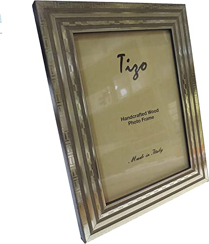 Tizo 5" X 7" Grey And Silver Striped Wooden Frame, Made In Italy #TOP10