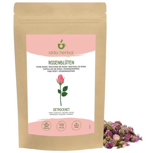 IDDA Herbal Té de Rosas 125g, Capullos de Rosa Enteros y Secos para Té de Flores e Infusiónes IDDA Herbal Té de Rosas 125g, Capullos de Rosa Enteros y Secos para Té de Flores e Infusiónes