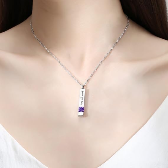 Personalized Urn Necklaces for Ashes,Stainless Steel Keepsake with Birthstones Memorial Gift for Women Men Pet,Custom Cremation Jewelry Urn Pendant for Ashes
