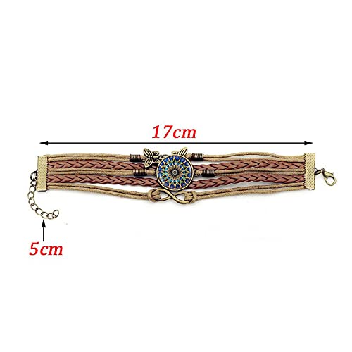 Moosu Sunflower Leather Bracelet Ladies Girly Mandala Time Stone Braided Vintage Infinity Symbol Butterfly Bracelet (Infinite Loop) #TOP1