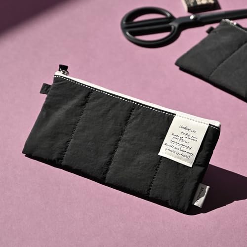 Image of Monolike Archive247 Cushion Pencil Case, 07. Black - Pencil Pouch, Portable Pencil Bag, Pencil Case, Office Pouch case, Cushion, Soft, Vintage