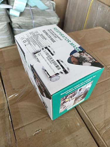 28 in 1 Halb Gesicht Staubmaske Set Filter für Dämpfe, Sand, Asbest, Gas, Säure und Ammoniak mit Schutzbrille, Partikelschutzfiltern Lackierer Masken und mehr mit 20 Filtrierbare Wattepads 2 Patronen