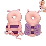 lvifloae Baby Kopfschutz-Kissen | Flaches Atmungsaktives Kopfkissen für 7+ Monate Kopfform-Stütze mit Schmetterlings-Design (1 Stück Rosa)