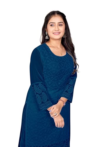 Image of IMPEX Women's Georgette Chikankari Embroidery