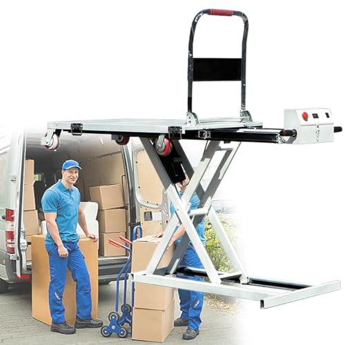 JXYQ Carretilla elevadora de Tijera hidráulica eléctrica, Capacidad de 270 kg para Trabajo Pesado con 4 Ruedas, Ideal para manipulación de Materiales y Transporte en talleres.