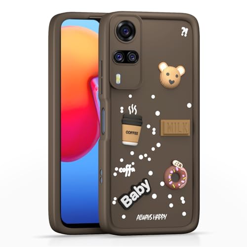 Image of Pikkme Back Cover for Vivo Y31 / Y51 | Cute Fun Cartoon 3D Bear Silicone Full Body Protection Bumper Case (Brown)